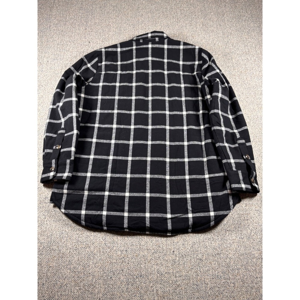 J.Crew Plaid Sherpa Lined Flannel Men's Shacket Black White Size XSmall - Picture 5 of 5